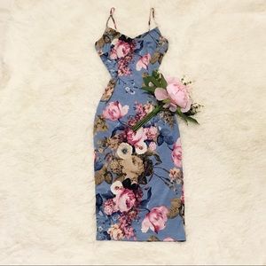 Floral Midi Dress (Blue Multi)